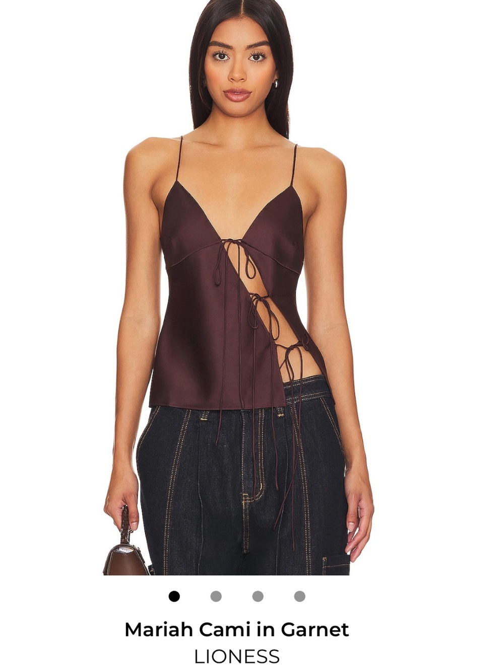 Lioness Satin Lace-Up Cami in Garnet